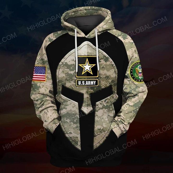 Us Army Spartan Helmet Camourflage Pattern Hoodie