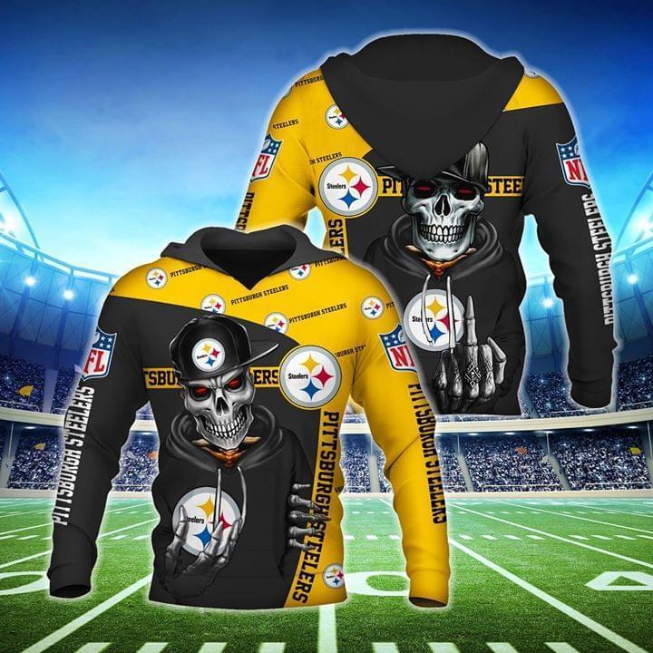 Pittsburgh Steelers Hiphop Skeleton Fan 3d Hoodie
