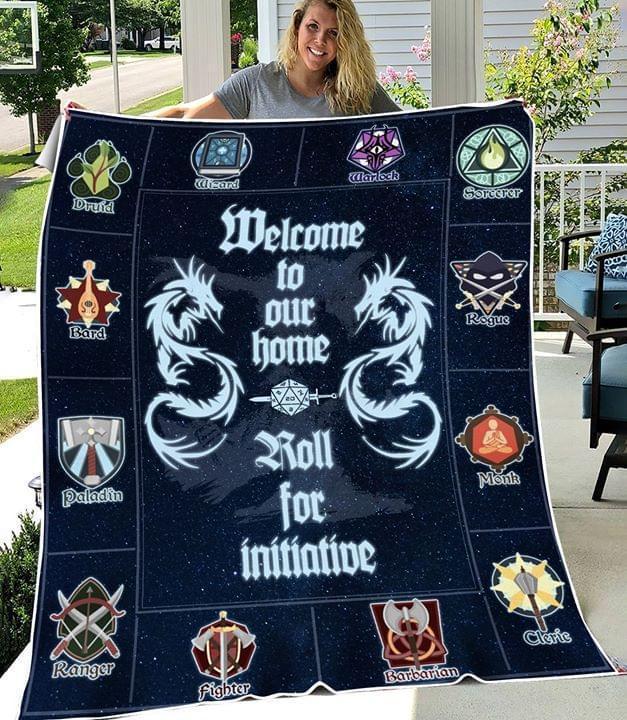 Welcome To Our Home Roll For Initiative Dungeons And Dragons Quilt Blanket Quilt Blanket