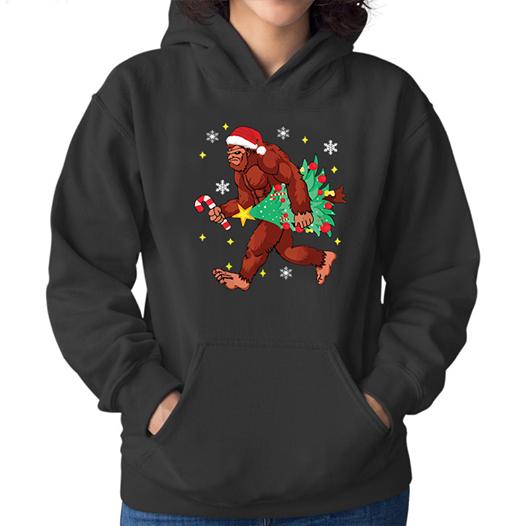 Bigfoot Santa Steal Christmas Tree Hoodie