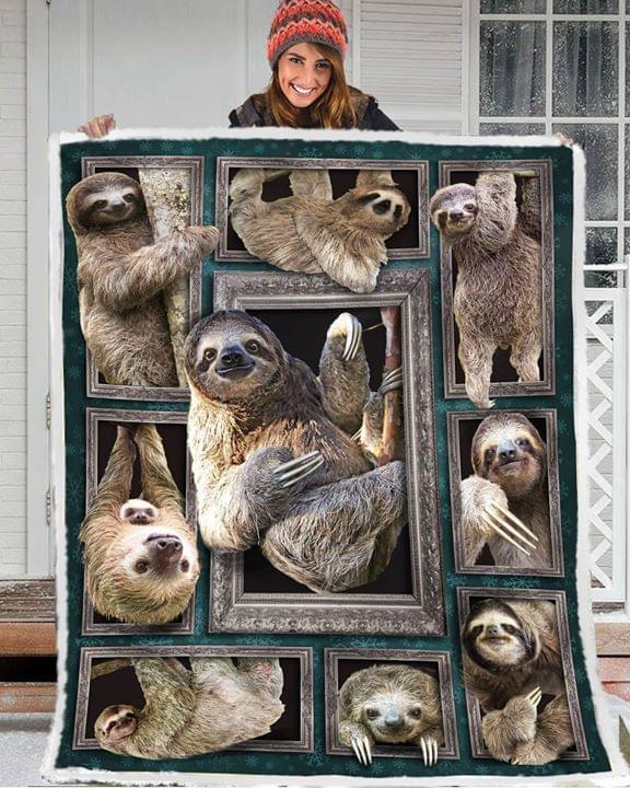 Funny Shapes Of Sloth Quilt Blanket