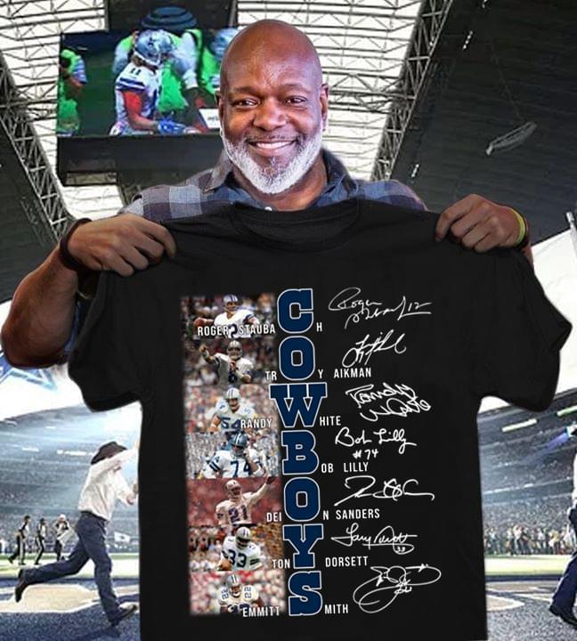 Dallas Cowboys Player Names Puzzle Signed T Shirt