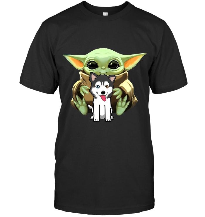 Baby Yoda Mandalorian Star Wars Loves Siberian Husky Dog Lover T Shirt