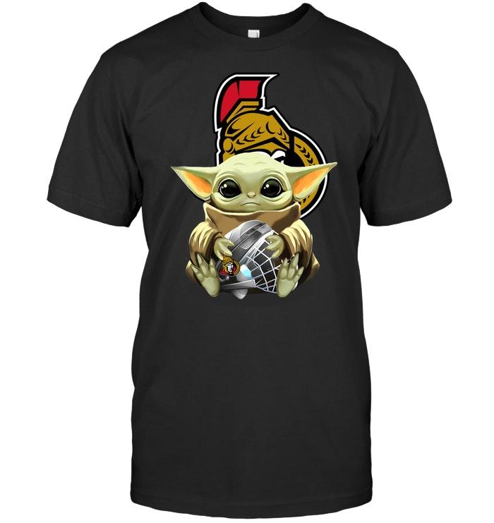 Baby Yoda Mandalorian Hugs Ottawa Senators Star Wars Fan T Shirt