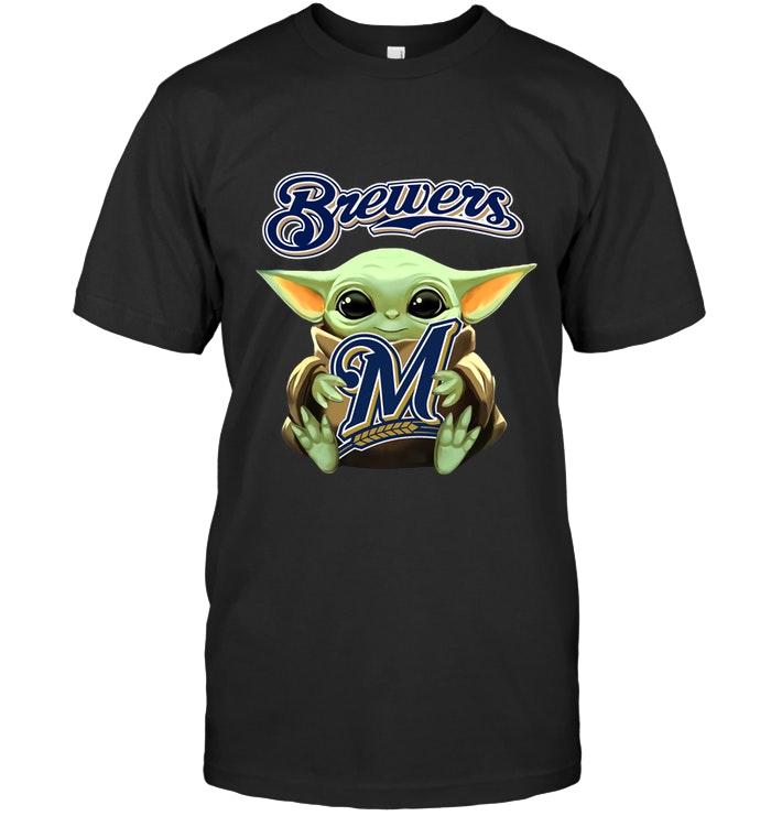 Baby Yoda Loves Milwaukee Brewers Star Wars The Mandalorian Fan T Shirt