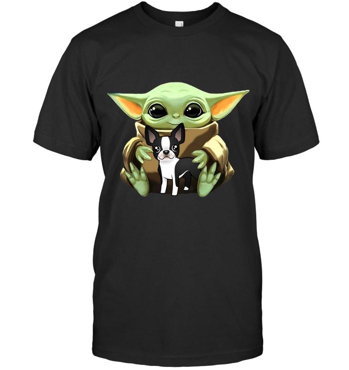 Baby Yoda Mandalorian Star Wars Loves Boston Terrier Dog Lover T Shirt