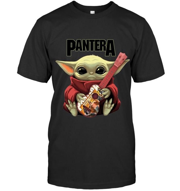 Baby Yodas Hugs Pantera Guitar The Mandalorian Massup T Shirt