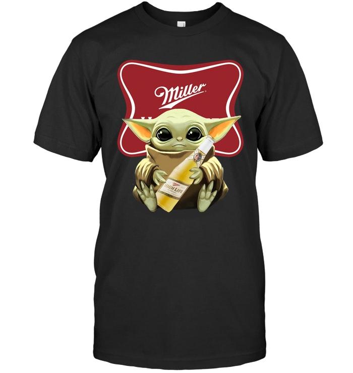 Baby Yoda Mandalorian Loves Miller High Life For Fan T Shirt