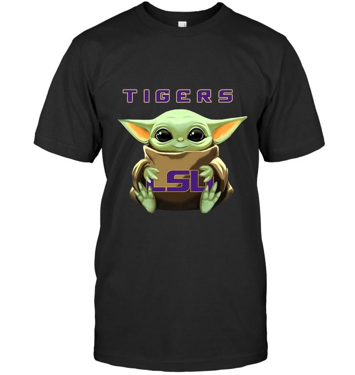 Baby Yoda Loves Lsu Tigers Star Wars The Mandalorian Fan T Shirt