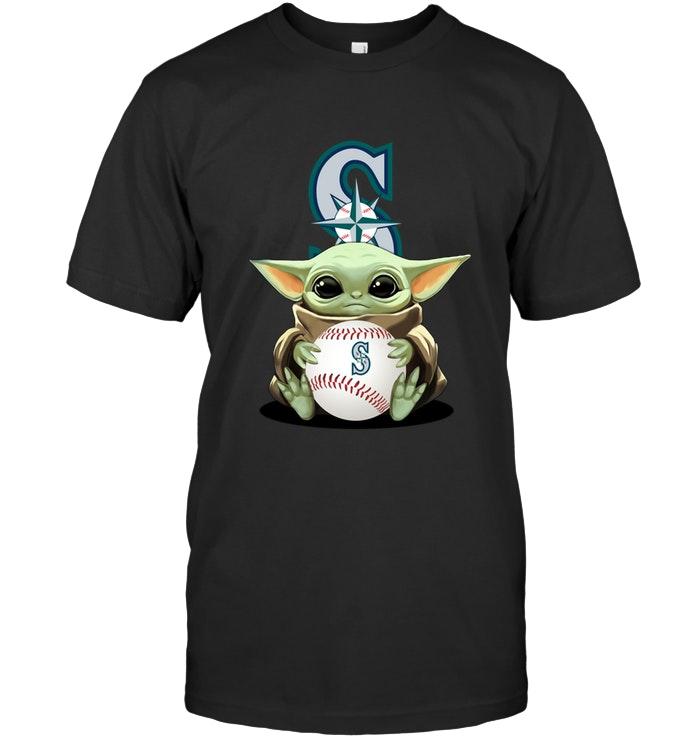 Baby Yoda Mandalorian Hugs Seattle Mariners Star Wars Fan T Shirt