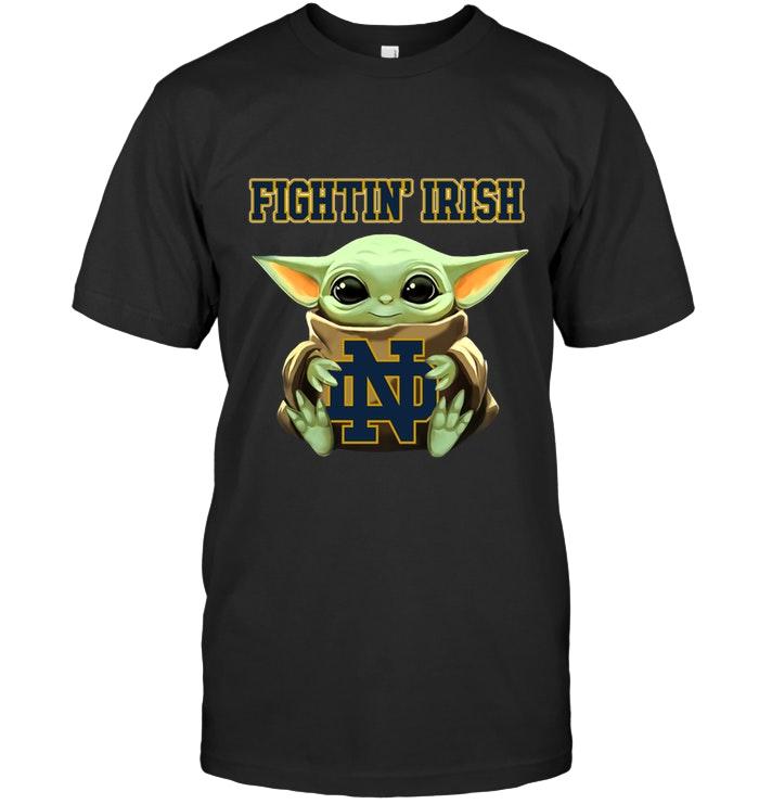 Baby Yoda Loves Notre Dame Fighting Irish Star Wars The Mandalorian Fan T Shirt