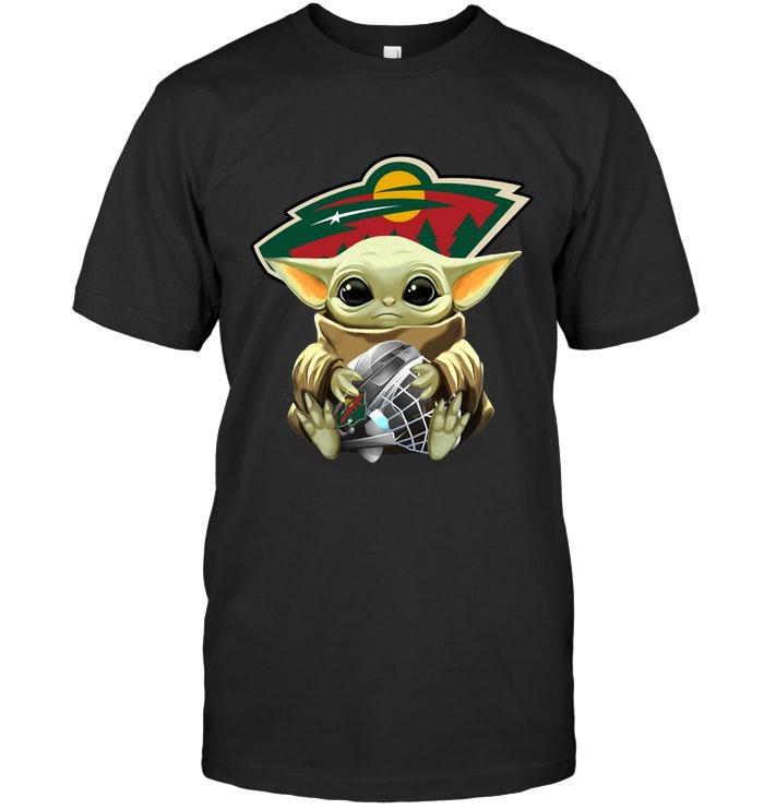 Baby Yoda Mandalorian Hugs Minnesota Wild Star Wars Fan T Shirt