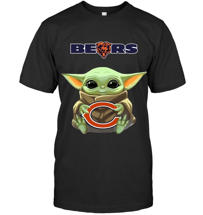 Baby Yoda Loves Chicago Bears Star Wars The Mandalorian Fan T Shirt