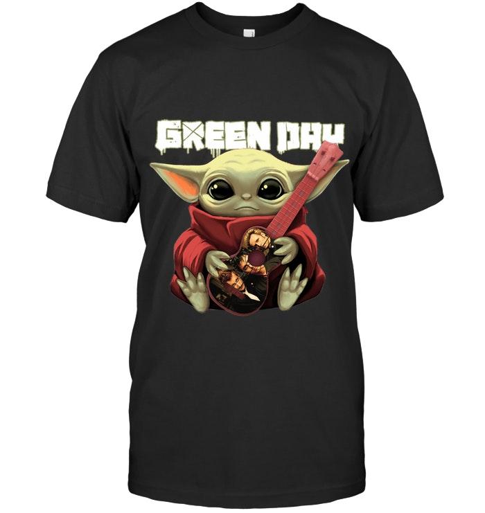 Baby Yodas Hugs Green Day Guitar The Mandalorian Massup T Shirt