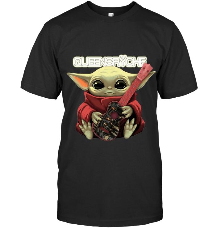 Baby Yodas Hugs Queensryche Guitar The Mandalorian Massup T Shirt