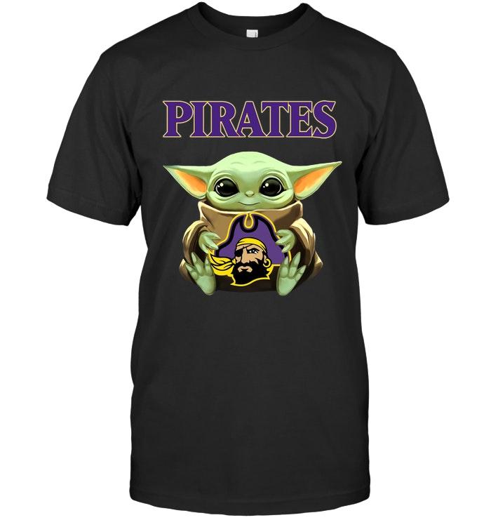 Baby Yoda Loves East Carolina Pirates Star Wars The Mandalorian Fan T Shirt