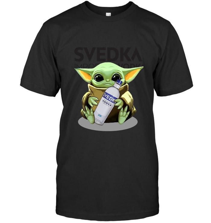 Baby Yoda Mandalorian Loves Svedka Vodka For Fan T Shirt