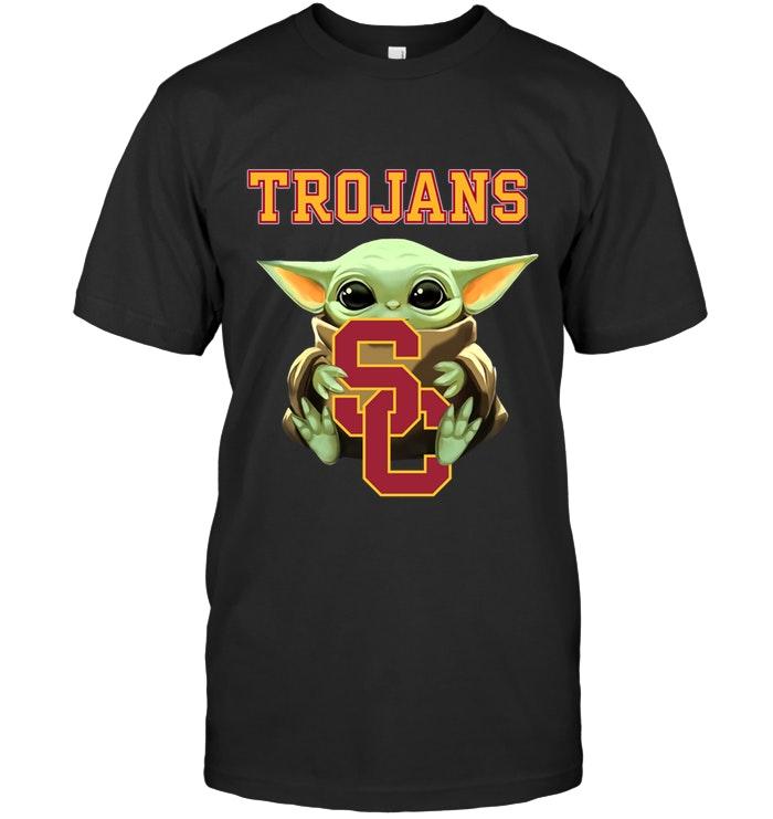 Baby Yoda Loves Usc Trojans Star Wars The Mandalorian Fan T Shirt