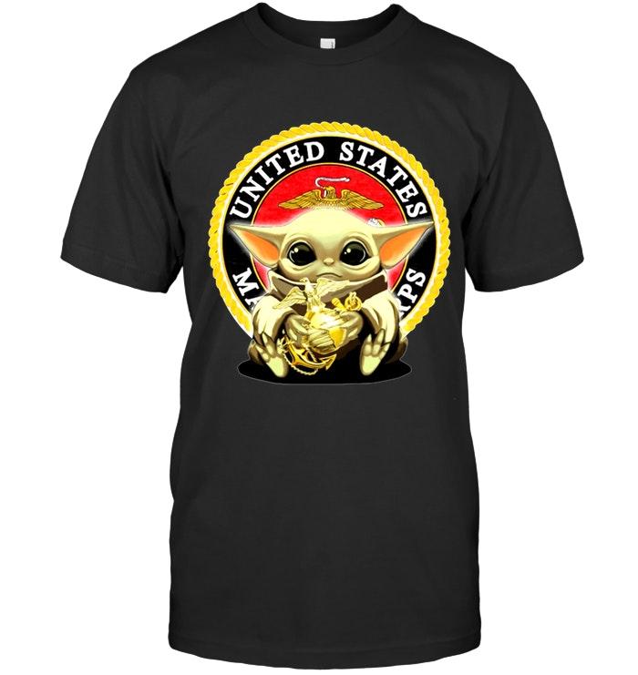 Baby Yoda Loves Us Marine Corps Star Wars The Mandalorian Fan T Shirt