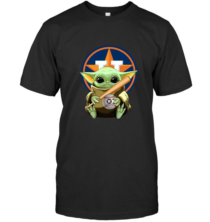 Baby Yoda Loves Houston Astros Star Wars The Mandalorian Fan T Shirt
