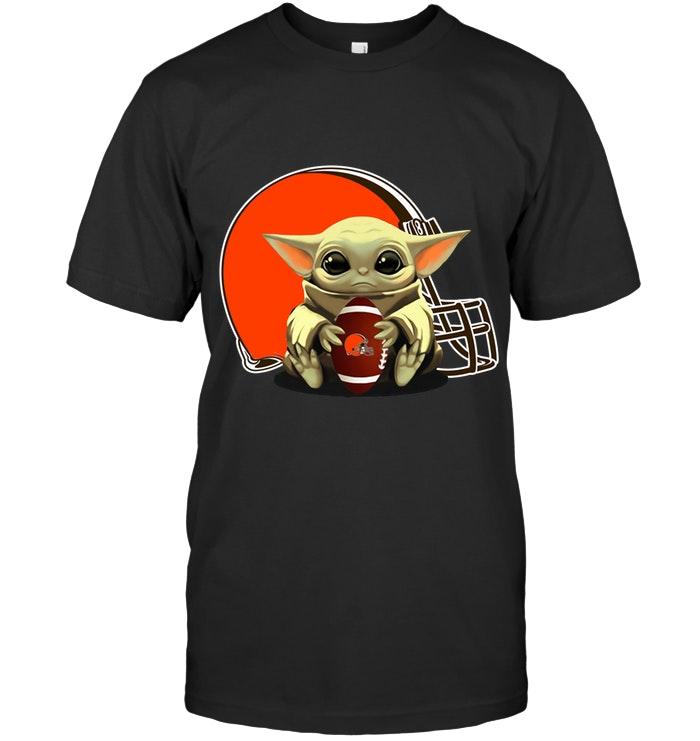 Baby Yoda Mandalorian Hugs Cleveland Browns Star Wars Fan T Shirt