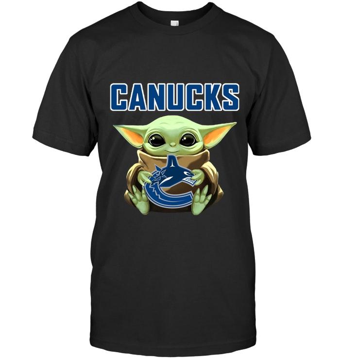 Baby Yoda Loves Vancouver Canucks Star Wars The Mandalorian Fan T Shirt