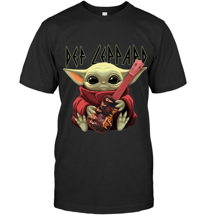 Baby Yodas Hugs Def Leppard Guitar The Mandalorian Massup T Shirt