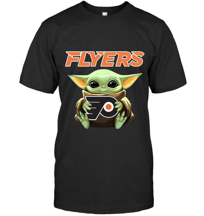 Baby Yoda Loves Philadelphia Flyers Star Wars The Mandalorian Fan T Shirt