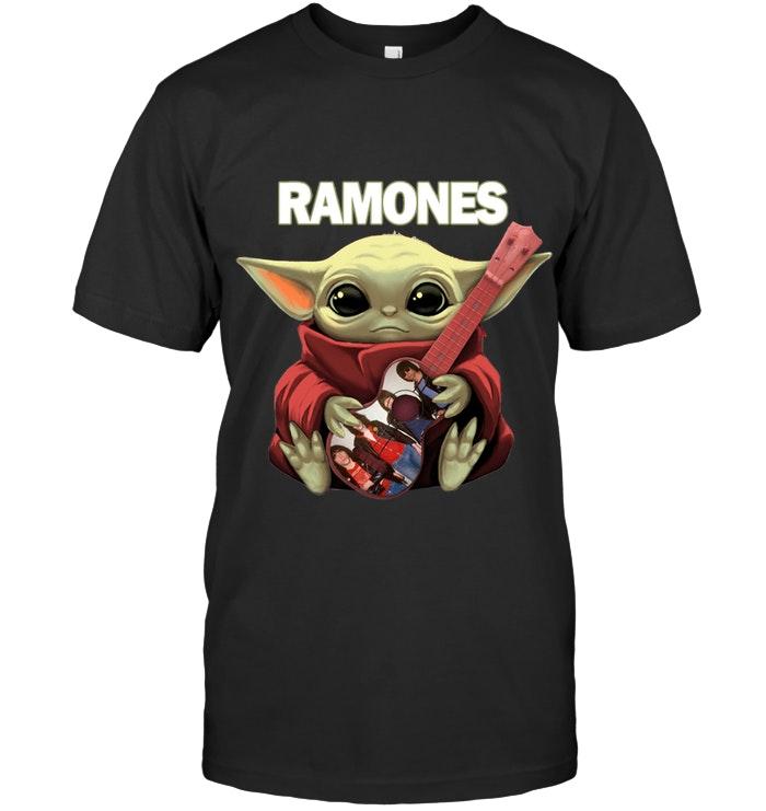 Baby Yodas Hugs Ramones Guitar The Mandalorian Massup T Shirt