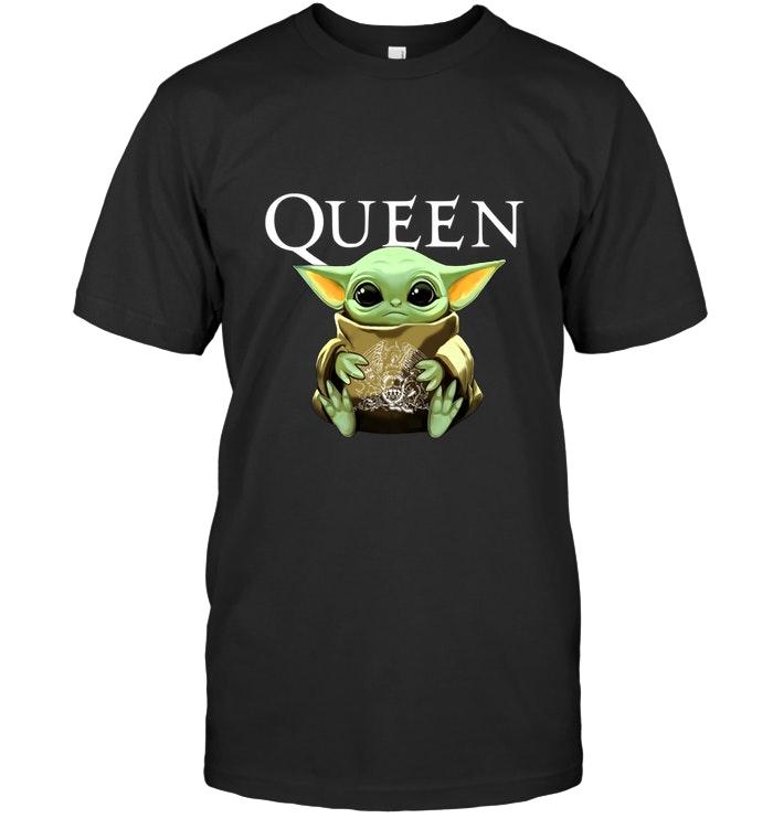 Baby Yoda Loves Queen The Mandalorian Star Wars Fan T Shirt