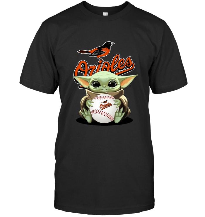 Baby Yoda Mandalorian Hugs Baltimore Orioles Star Wars Fan T Shirt
