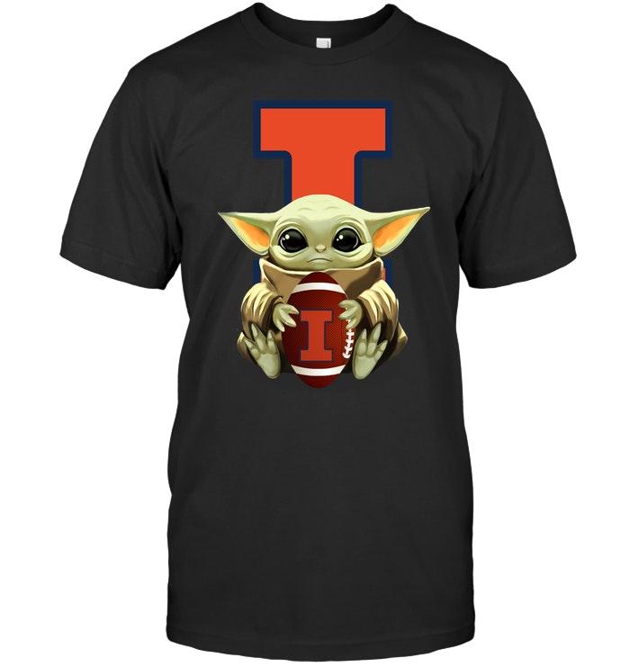 Baby Yoda Mandalorian Hugs Illinois Fighting Illini Star Wars Fan T Shirt