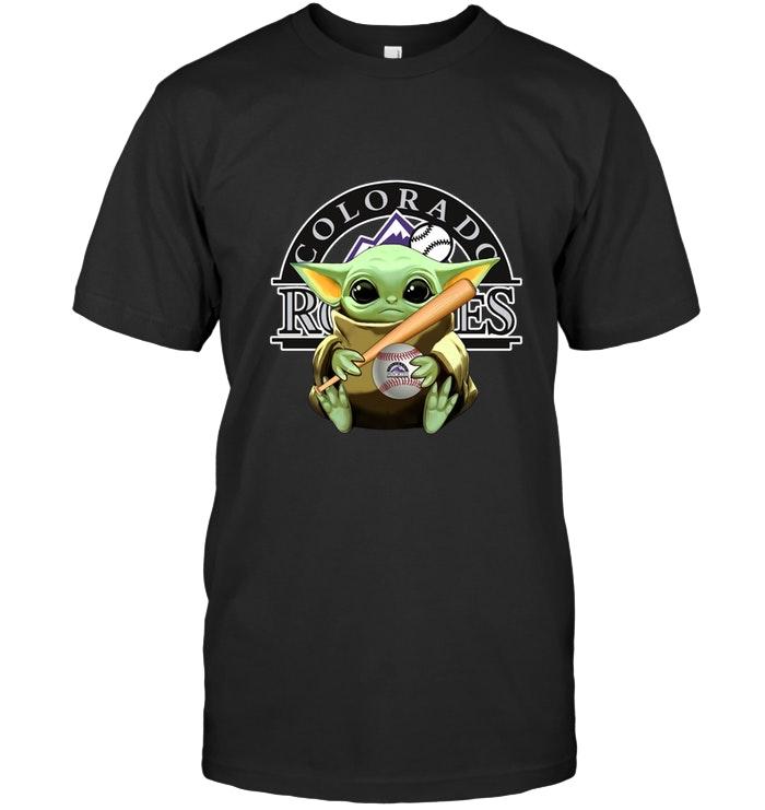 Baby Yoda Loves Colorado Rockies Star Wars The Mandalorian Fan T Shirt