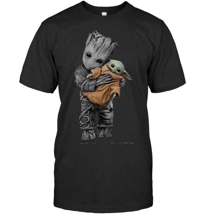 Groot Hugs Baby Yoda The Mandarlorian Star Wars Fan T Shirt