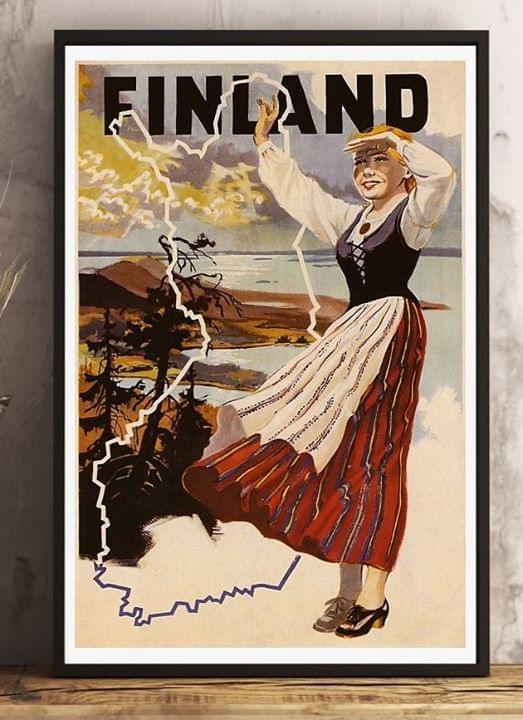 Finland Finnish Maiden Hidden Inside Map Of Finland Poster Canvas