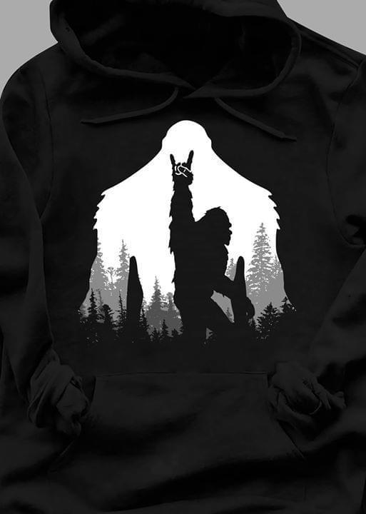 Bigfoot Yolo Hand Sign In The Forest Hoodie