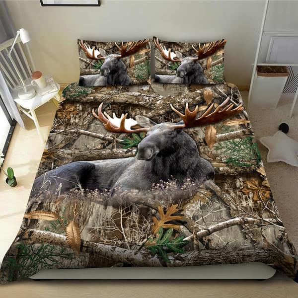 Elk Lying Wood Forest Nature Hunter Hunting Bedding Set