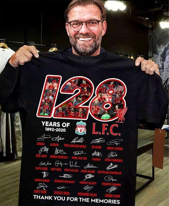 128 Years Of Lfc Players Sign Thank You For Memories T Shirt