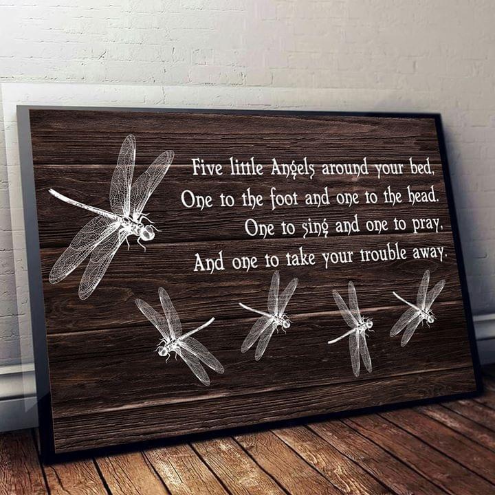 Dragonfly Five Little Angels Around Your Bed Poster Canvas
