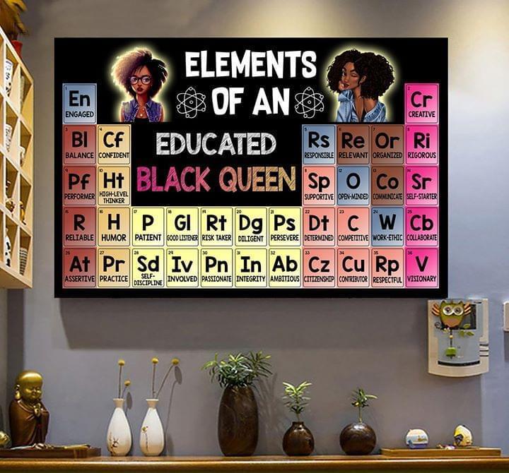 Elements Of An Educated Black Queen Black History Month Poster Canvas