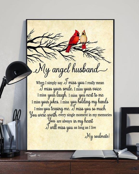 Cardinal My Angel Husband I Miss You I Really Mean Poster Canvas