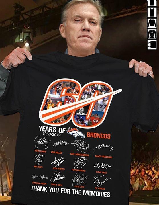 60 Years Of Denver Broncos Player Signed Thank You For The Memories Shirt