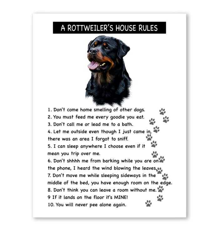 A Rottweilers House Rules Poster