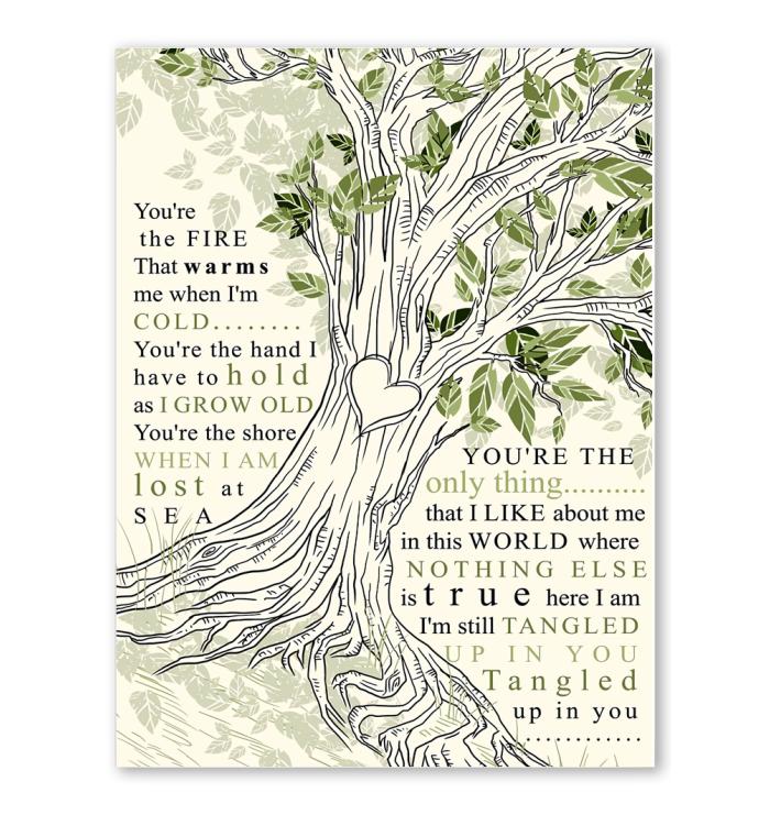 Aaron Lewis Tangled Up In You Lyric Heart Tree Poster