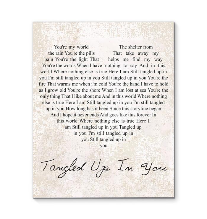 Aaron Lewis Tangled Up In You Lyric Heart Typography Canvas