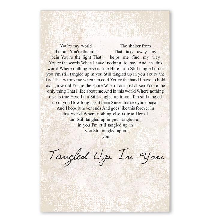 Aaron Lewis Tangled Up In You Lyric Heart Typography Poster