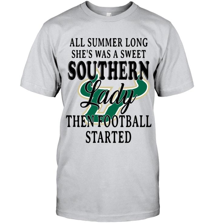 All Summer Long Shes Sweet Southern Lady Then Football Started South Florida Bulls Shirt