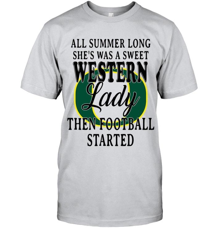 All Summer Long Shes Sweet Western Lady Then Football Started Oregon Ducks Shirt