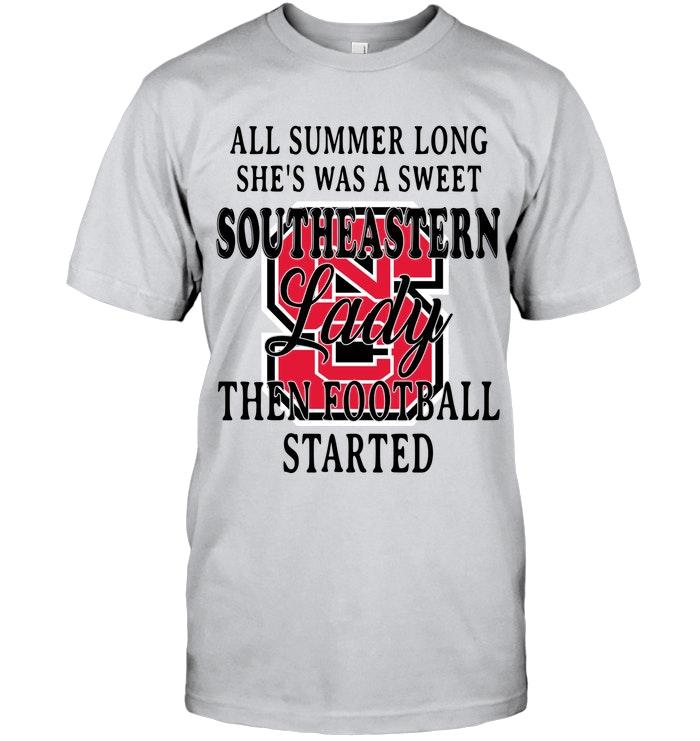 All Summer Long Shes Sweet Southeastern Lady Then Football Started Nc State Wolfpack Shirt
