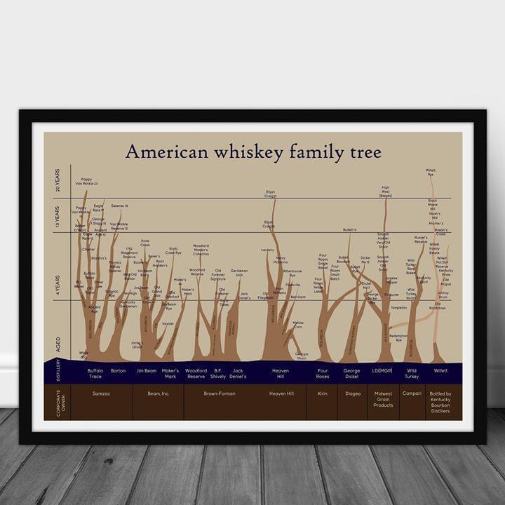 American Whiskey Family Tree Poster Canvas